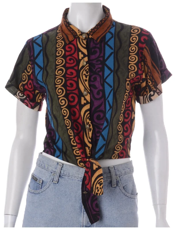 Label Peggy S/S Print tie Blouse Embellished Collar Blouse
