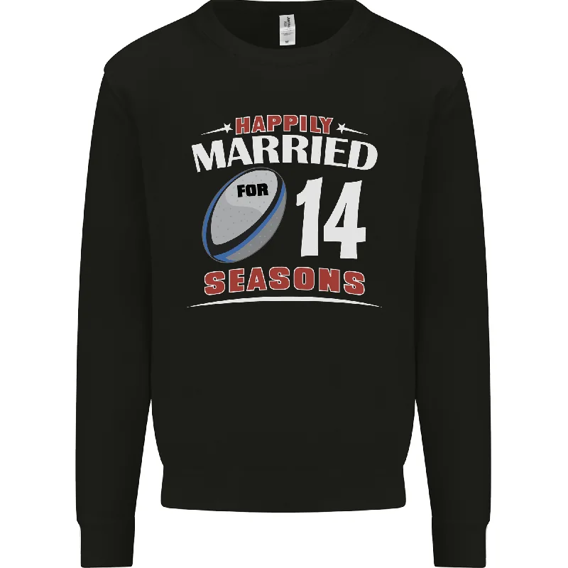 14 Year Wedding Anniversary 14th Rugby Mens Sweatshirt Jumper Zip Hoodie Drawstring Kangaroo Pocket 14 Year Wedding Anniversary 14th Rugby Mens Sweatshirt Jumper Zip Hoodie Drawstring Kangaroo Pocket