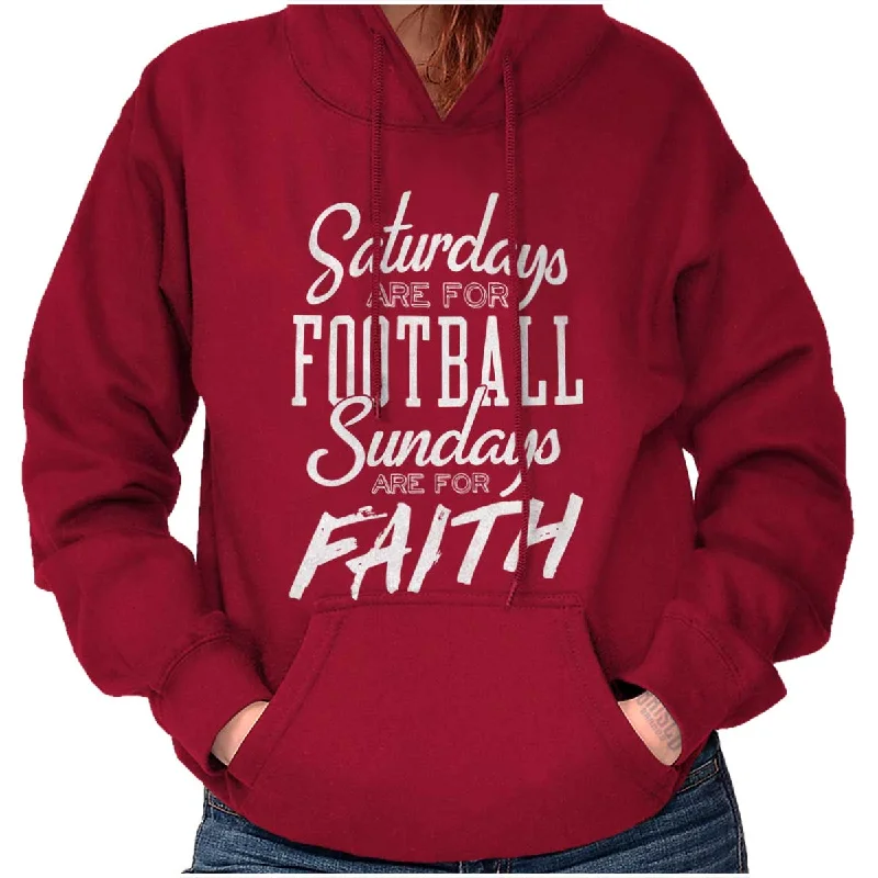 Weekend Football & Faith Hoodie Hoodie with Ribbed Neckline Snug Warm