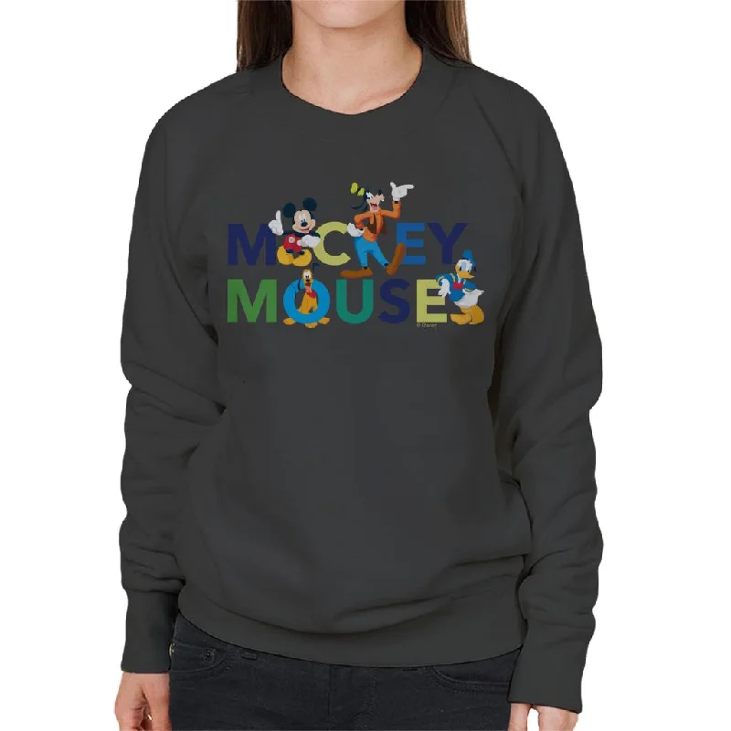 Disney Mickey Mouse And Friends Colour Logo Women's Sweatshirt Hoodie with Belted Waist Structured Tailored Disney Mickey Mouse And Friends Colour Logo Women's Sweatshirt Hoodie with Belted Waist Structured Tailored