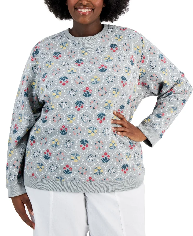 Karen Scott Plus Size Desert Topiary Sweatshirt Hoodie with Reflective Safety Nightwear Karen Scott Plus Size Desert Topiary Sweatshirt Hoodie with Reflective Safety Nightwear