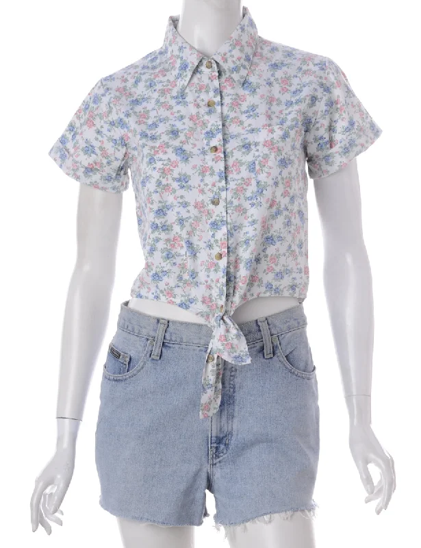 Label Peggy S/S Print tie Blouse Satin Bow Blouse