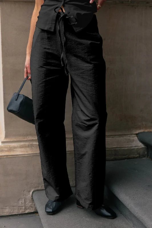 Classic Linen Pants - Black Soft Stretch Trousers