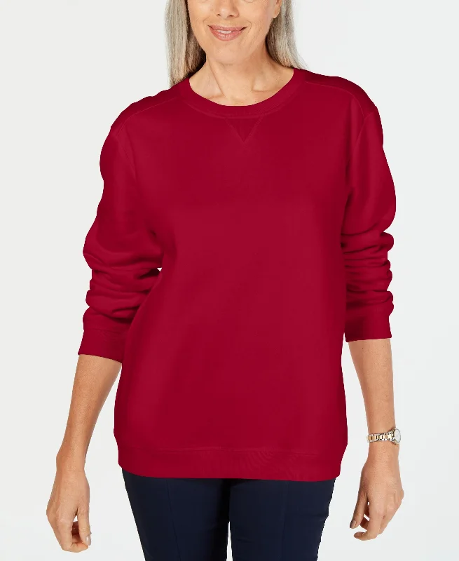 Crew Neck Fleece Sweatshirt Hoodie with Exposed Zipper Edgy Industrial