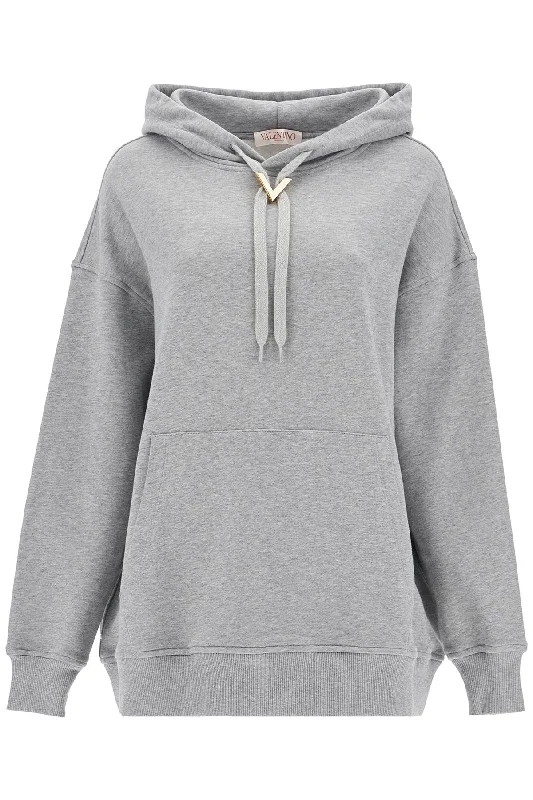 Oversized Hoodie With Hood  - Grey Hoodie with Rhinestones Sparkly Elegant