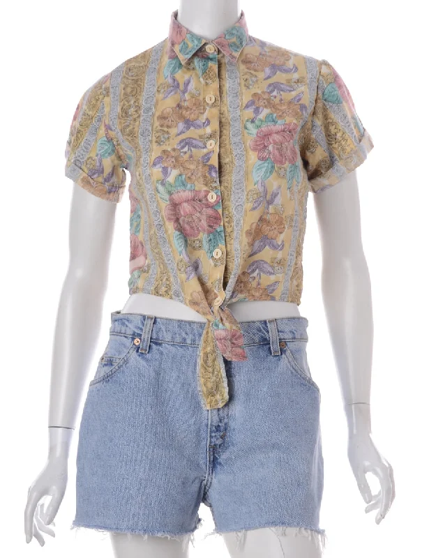 Label Peggy S/S Print tie Blouse Embroidered Cotton Blouse