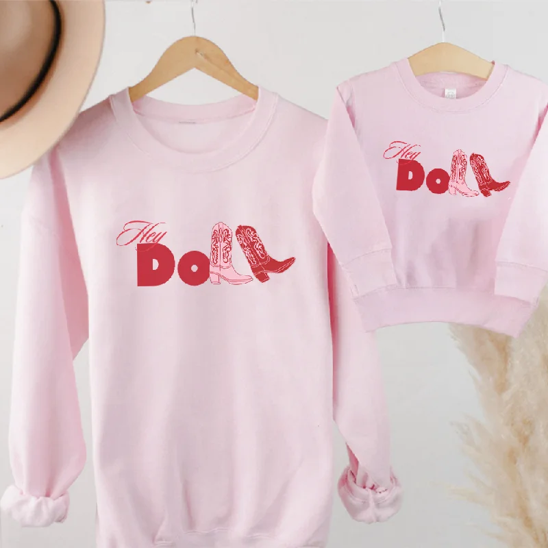 Hey Doll Cowgirl Graphic Matching Sweatshirts Hoodie Dress Longline Feminine