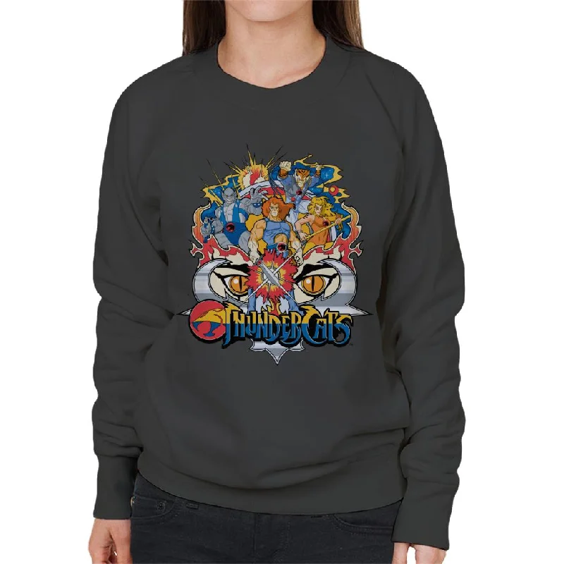 Thundercats Character Montage Women's Sweatshirt Hoodie with Rolled Sleeves Casual Relaxed Thundercats Character Montage Women's Sweatshirt Hoodie with Rolled Sleeves Casual Relaxed