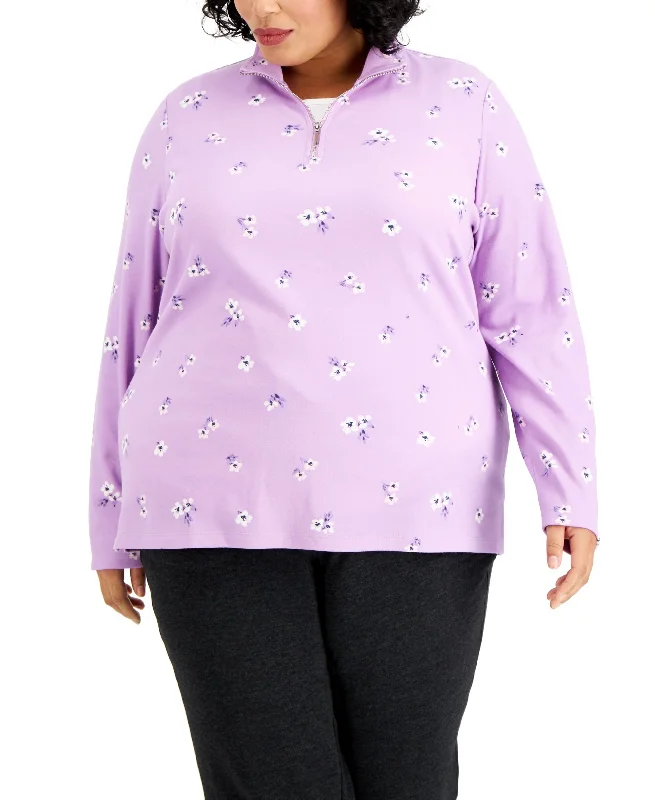 Karen Scott Plus Size Floral Print Fleece Sweatshirt Oversized Hoodie Comfort Casual Karen Scott Plus Size Floral Print Fleece Sweatshirt Oversized Hoodie Comfort Casual