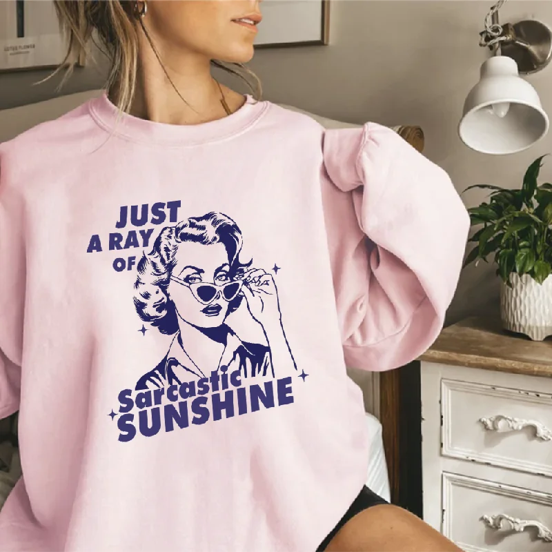 A Ray Of Sarcastic Sunshine Retro Women's Sweatshirt Hoodie with Hem Ribbing Snug Secure