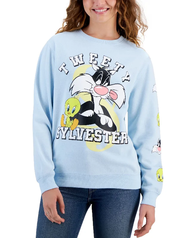 Juniors' Tweety And Sylvester Crewneck Sweatshirt Hoodie with Relaxed Fit Easy Casual Juniors' Tweety And Sylvester Crewneck Sweatshirt Hoodie with Relaxed Fit Easy Casual