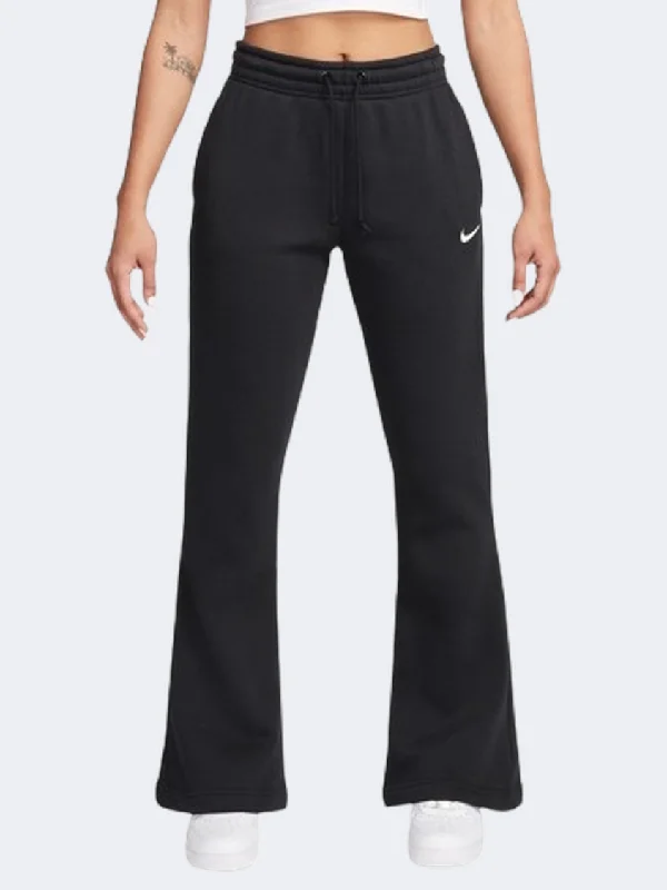Nike Sportswear Phoenix Fleece Mid Rise Flare Women Lifestyle Pant Black/Sail Trendy High-Waist Trousers