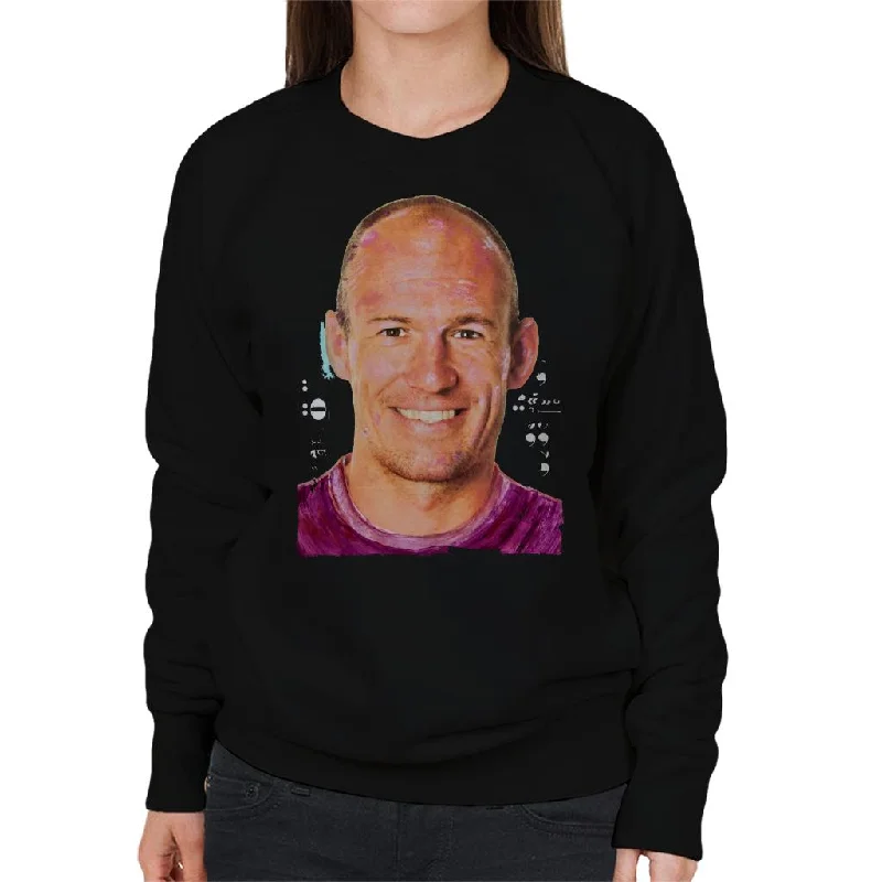 Sidney Maurer Original Portrait Of Footballer Arjen Robben Women's Sweatshirt Hoodie with Slim Fit Tailored Modern Sidney Maurer Original Portrait Of Footballer Arjen Robben Women's Sweatshirt Hoodie with Slim Fit Tailored Modern