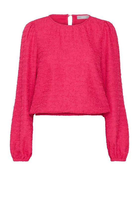 Fransa Heba Textured Blouse, Bright Rose Feminine Pastel Blouse