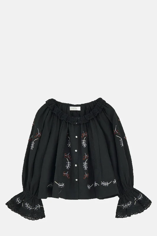 Aliso Blouse Black Double-Layered Blouse