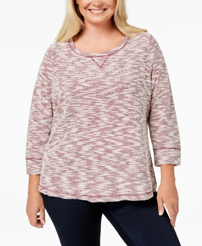Karen Scott Plus Size Textured Sweatshirt Top Hoodie with Set-In Sleeves Structured Classic Karen Scott Plus Size Textured Sweatshirt Top Hoodie with Set-In Sleeves Structured Classic