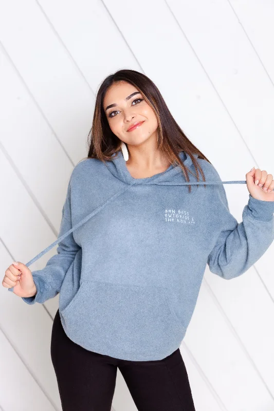 BSS&TIA Embroidered Fleece Hoodie Hoodie with Hem Fringe Bohemian Relaxed