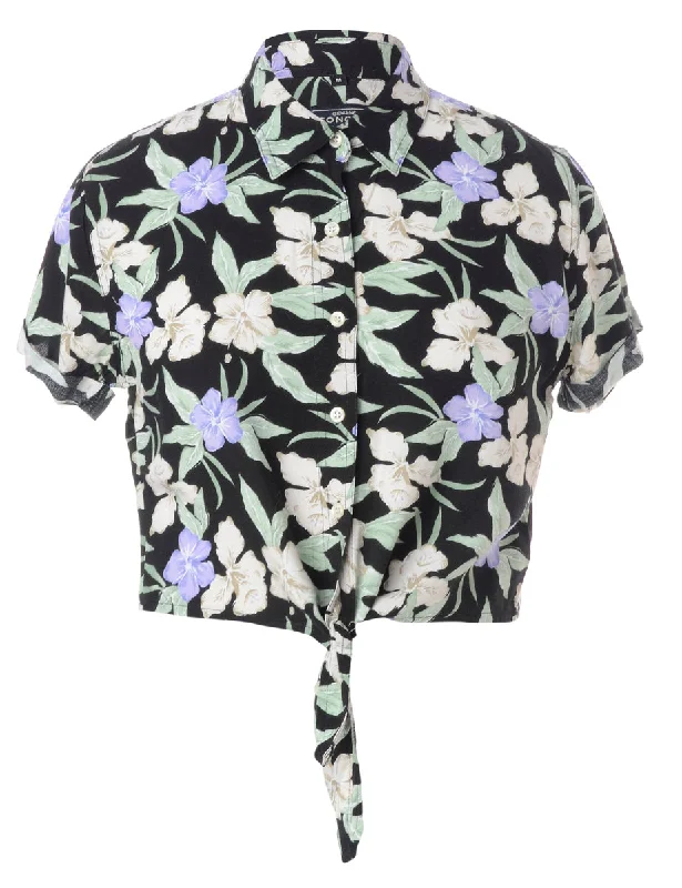 Label Peggy S/S Print Tie Blouse Floral Chiffon Blouse