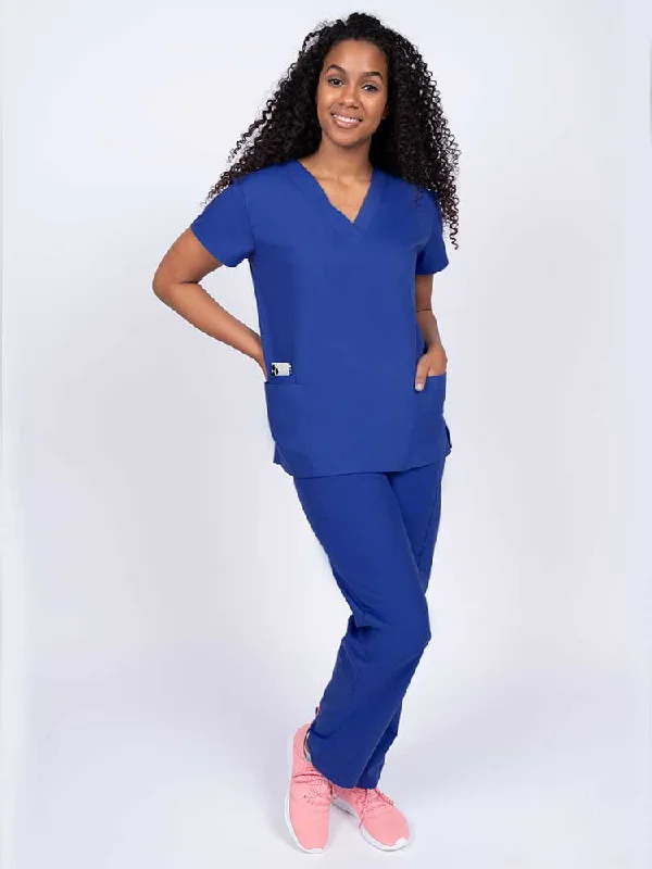Luv Scrubs Women's Scrub Set V-neck Top & Cargo Pants | Royal Blue Fashionable Work Pants Luv Scrubs Women's Scrub Set V-neck Top & Cargo Pants | Royal Blue Fashionable Work Pants
