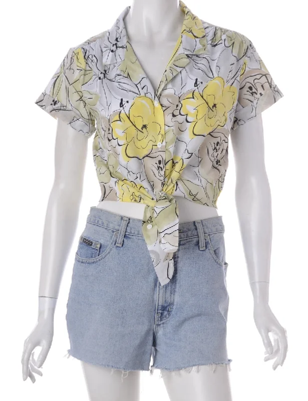 Label Peggy S/S Print Tie Blouse Delicate Pleat Blouse