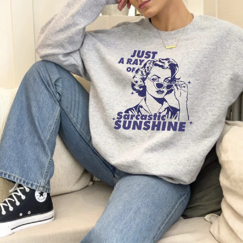 A Ray Of Sarcastic Sunshine Retro Women's Sweatshirt Hoodie with Snap Buttons Easy Quick A Ray Of Sarcastic Sunshine Retro Women's Sweatshirt Hoodie with Snap Buttons Easy Quick
