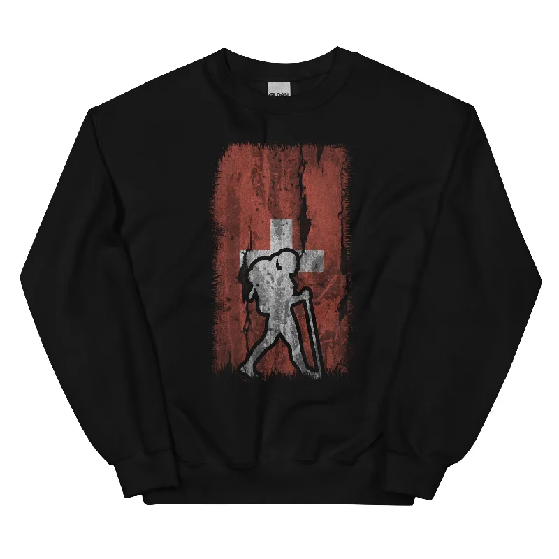 Schweizer Flagge 1 und Wandern - Sweatshirt (Unisex) Hoodie with Exposed Zipper Edgy Industrial Schweizer Flagge 1 und Wandern - Sweatshirt (Unisex) Hoodie with Exposed Zipper Edgy Industrial