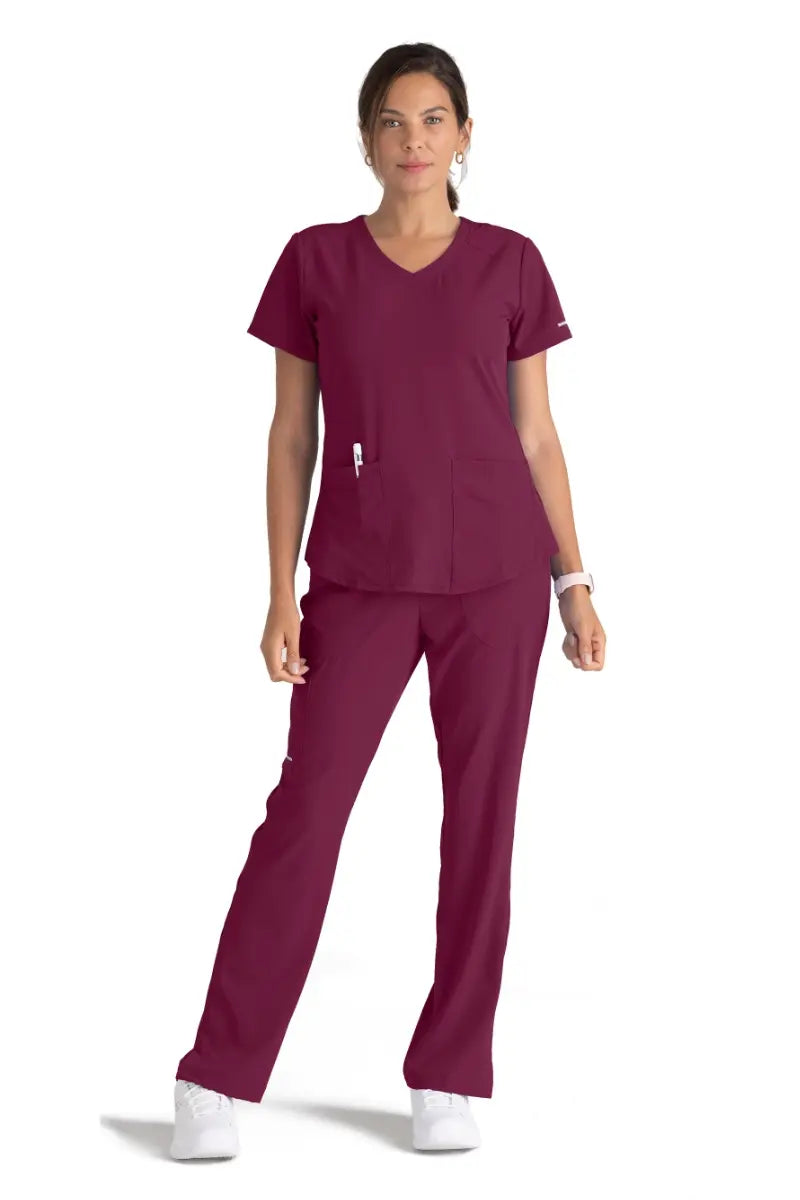 Skechers Women's Scrub Set Breeze Top & Tall Reliance Pant | Wine Modern Stretch Trousers Skechers Women's Scrub Set Breeze Top & Tall Reliance Pant | Wine Modern Stretch Trousers