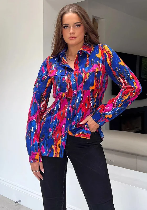 Girl In Mind Emilia Abstract Print Blouse, Multi Peter Pan Blouse