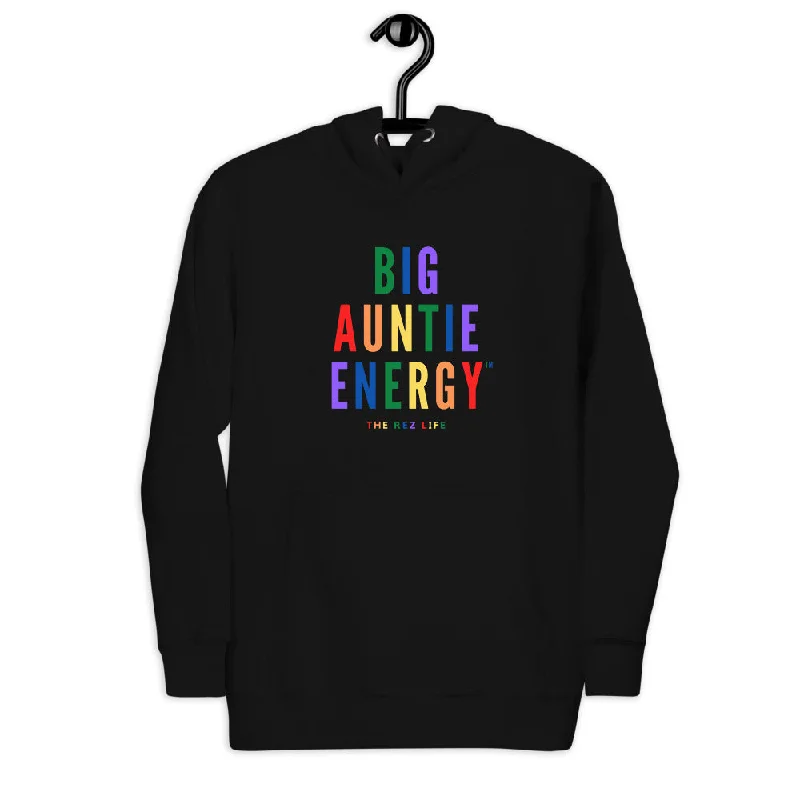 Big Auntie Energy™ Pride Hoodie Hoodie with Exposed Zipper Edgy Industrial