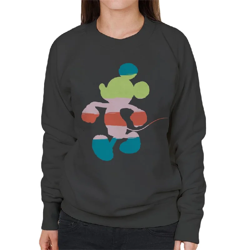 Disney Mickey Mouse Colour Silhouette Women's Sweatshirt Hoodie with Applique Textured Unique Disney Mickey Mouse Colour Silhouette Women's Sweatshirt Hoodie with Applique Textured Unique