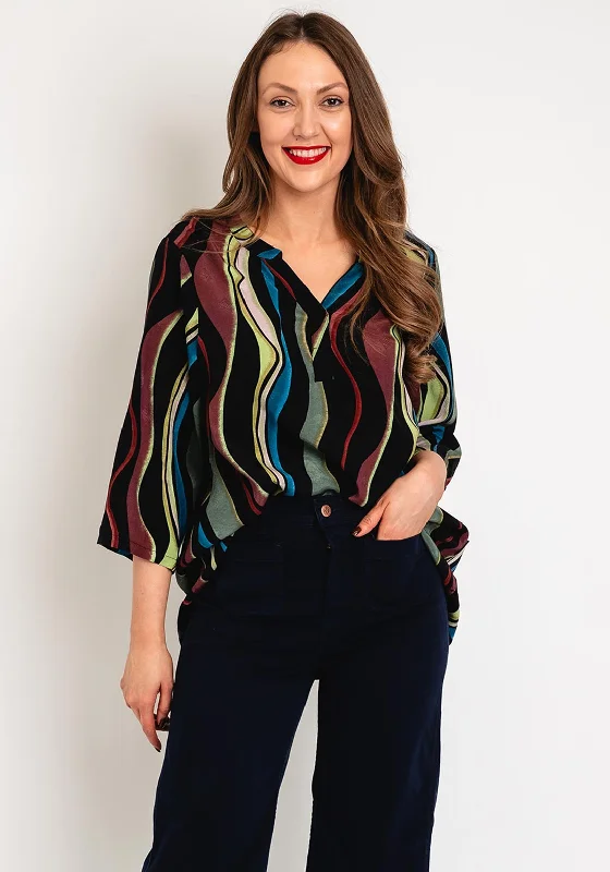 Natalia Collection Wavy Print Tunic Blouse, Multi Slim Fit Blouse
