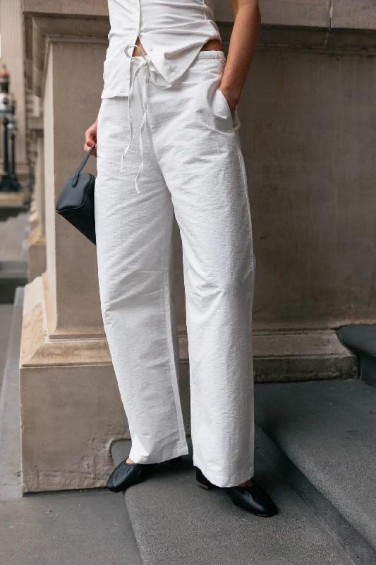 Classic Linen Pants - White Chic Wool Trousers
