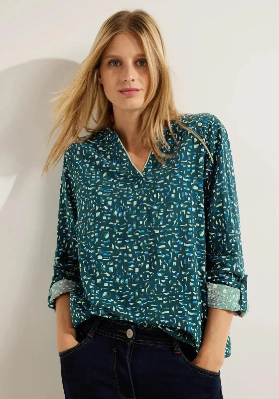 Cecil Minimal Print Blouse, Deep Lake Green Casual Relaxed Blouse