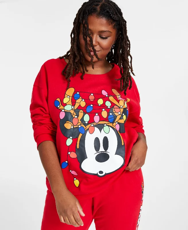 Trendy Plus Size Mickey Lights Graphic Sweatshirt Hoodie with Full-Zip Functional Layering Trendy Plus Size Mickey Lights Graphic Sweatshirt Hoodie with Full-Zip Functional Layering