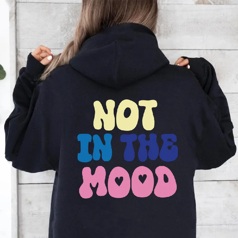Not In The Mood Women's Black Hoodie Hoodie with Emblem Brand Identity