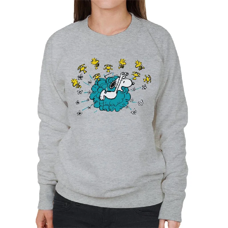 Peanuts Snoopy Woodstock Flower Puff Women's Sweatshirt Hoodie with High-Low Hem Asymmetrical Trendy Peanuts Snoopy Woodstock Flower Puff Women's Sweatshirt Hoodie with High-Low Hem Asymmetrical Trendy