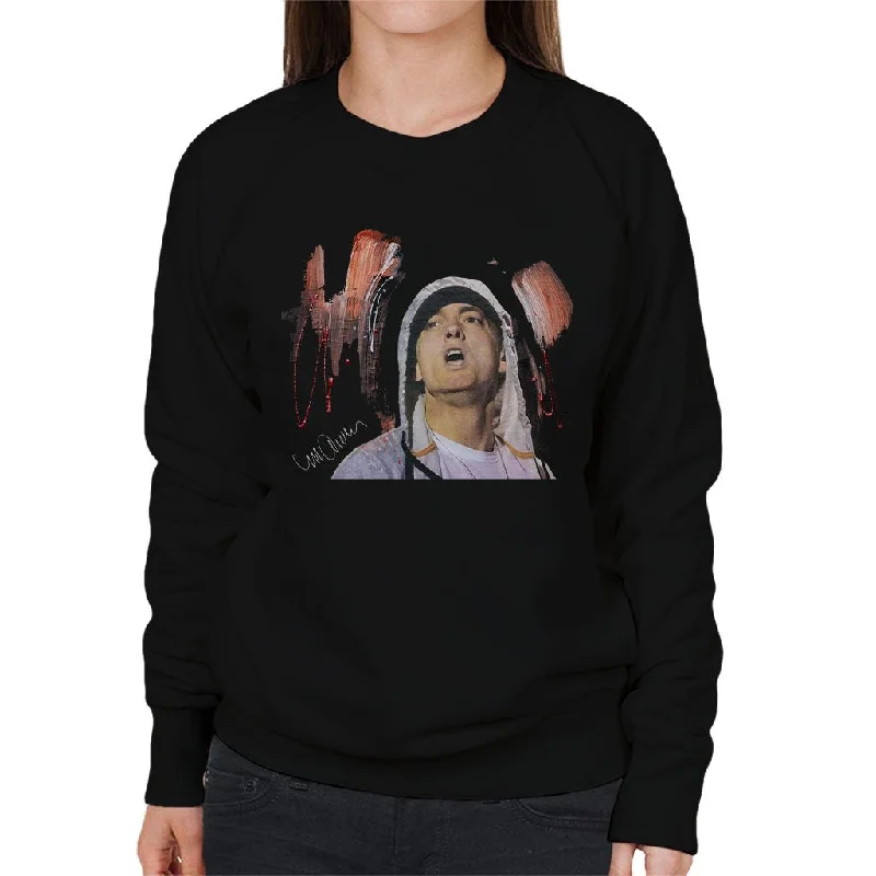 Sidney Maurer Original Portrait Of Eminem Women's Sweatshirt Hoodie with Ribbed Hem Stretchable Secure Sidney Maurer Original Portrait Of Eminem Women's Sweatshirt Hoodie with Ribbed Hem Stretchable Secure