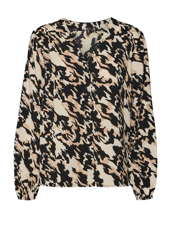 Vero Moda Nora V-Neck Print Blouse, Oatmeal Chic Square Blouse