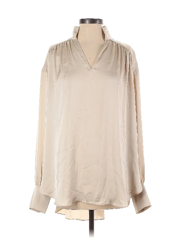 Long Sleeve Blouse Wrap Front Blouse