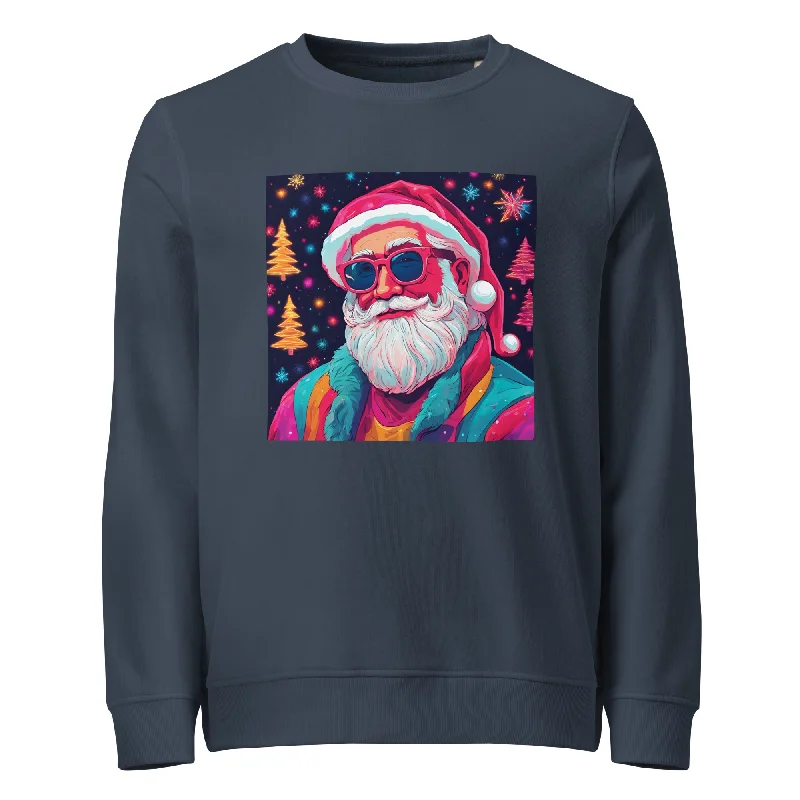 Cool Santa Christmas Graphic Women Organic Sweatshirt Hoodie with Button Classic Timeless Cool Santa Christmas Graphic Women Organic Sweatshirt Hoodie with Button Classic Timeless