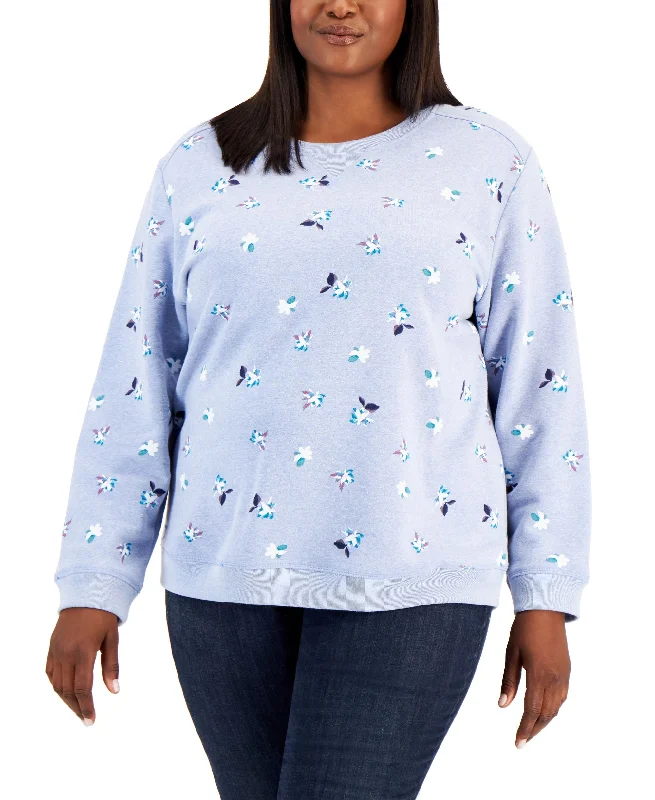 Karen Scoot Plus Size Fall Floral Sweatshirt Hoodie with Front Slit Layering Stylish