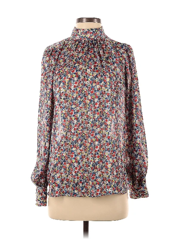 Long Sleeve Blouse Drape Neck Blouse