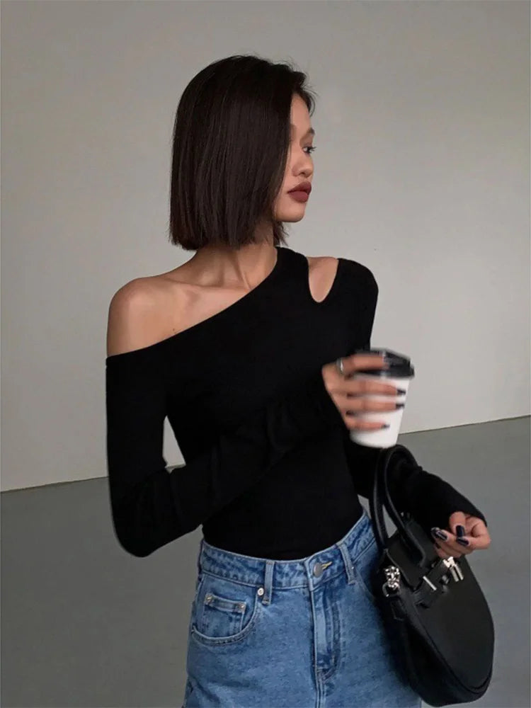 Women's Skew Collar Off Shoulder Blouse Peplum Fashion Long-Sleeve Tops Elegant Silk Blouse Women's Skew Collar Off Shoulder Blouse Peplum Fashion Long-Sleeve Tops Elegant Silk Blouse