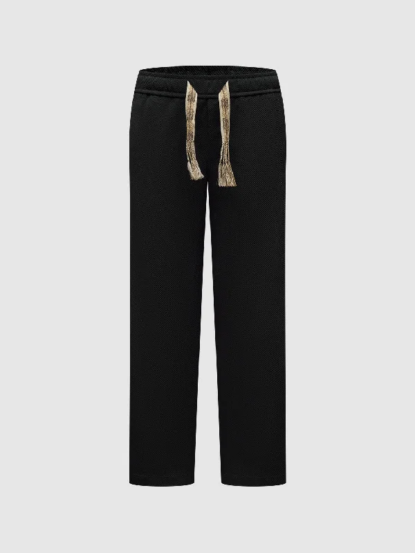 Drawstring Straight Pants Fashionable Button-Up Pants