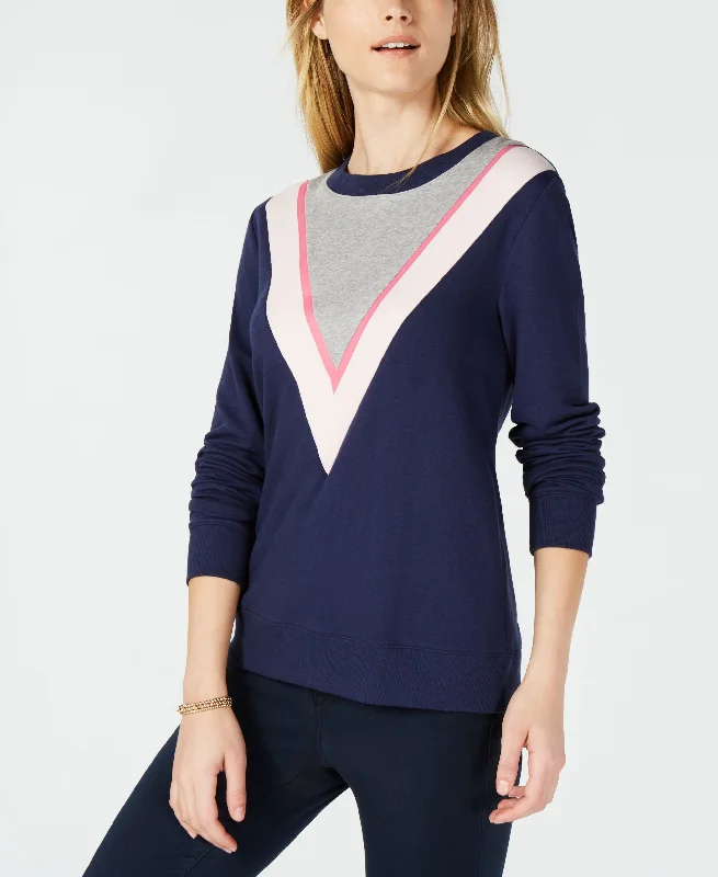 Maison Jules Colorblock Chevron Sweatshirt Hoodie with Double Zipper Versatile Adjustable Maison Jules Colorblock Chevron Sweatshirt Hoodie with Double Zipper Versatile Adjustable
