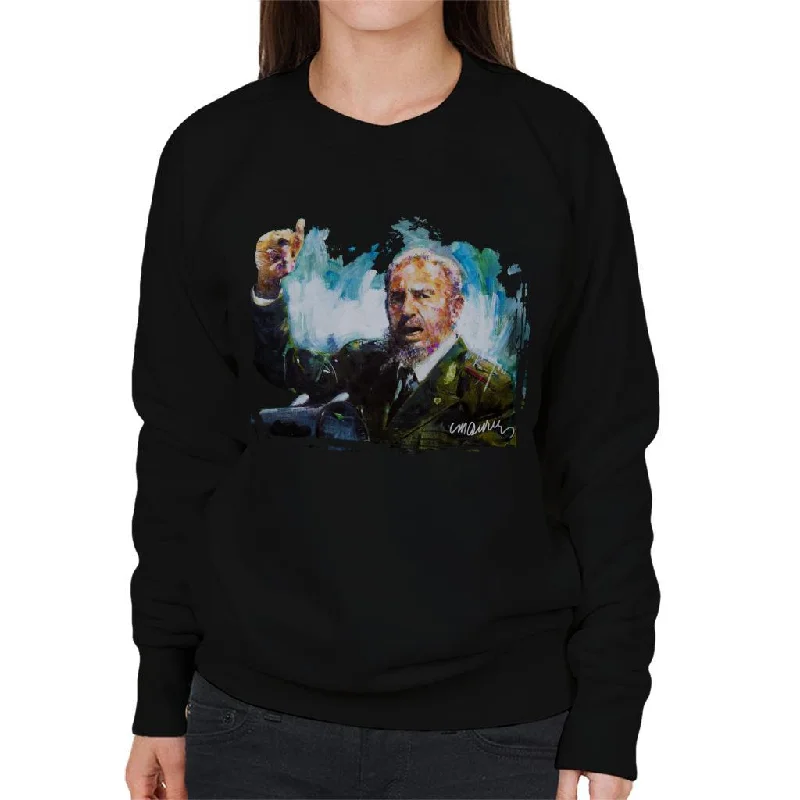 Sidney Maurer Original Portrait Of Fidel Castro Women's Sweatshirt Zip Hoodie Drawstring Kangaroo Pocket Sidney Maurer Original Portrait Of Fidel Castro Women's Sweatshirt Zip Hoodie Drawstring Kangaroo Pocket