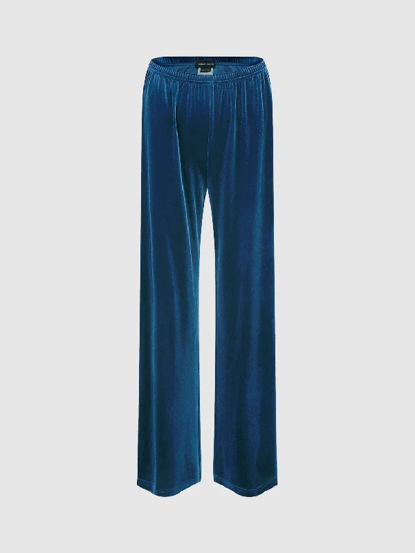 Woven Long Straight Pants Casual Plaid Pants