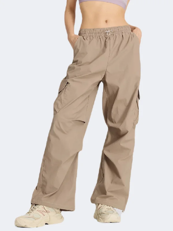 New Balance Seasonal Woven Women Lifestyle Pant Light Mushroom Comfortable Wide-Leg Pants