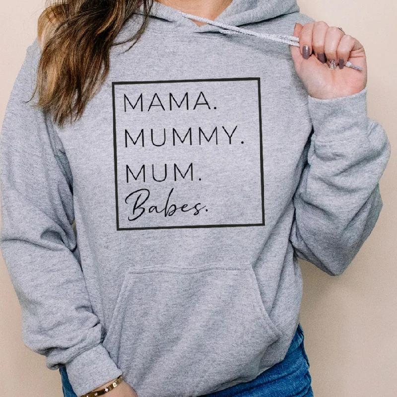Mama, Mummy, Babes Womens Hoodie Hoodie with Zipper Placket Modern Functional
