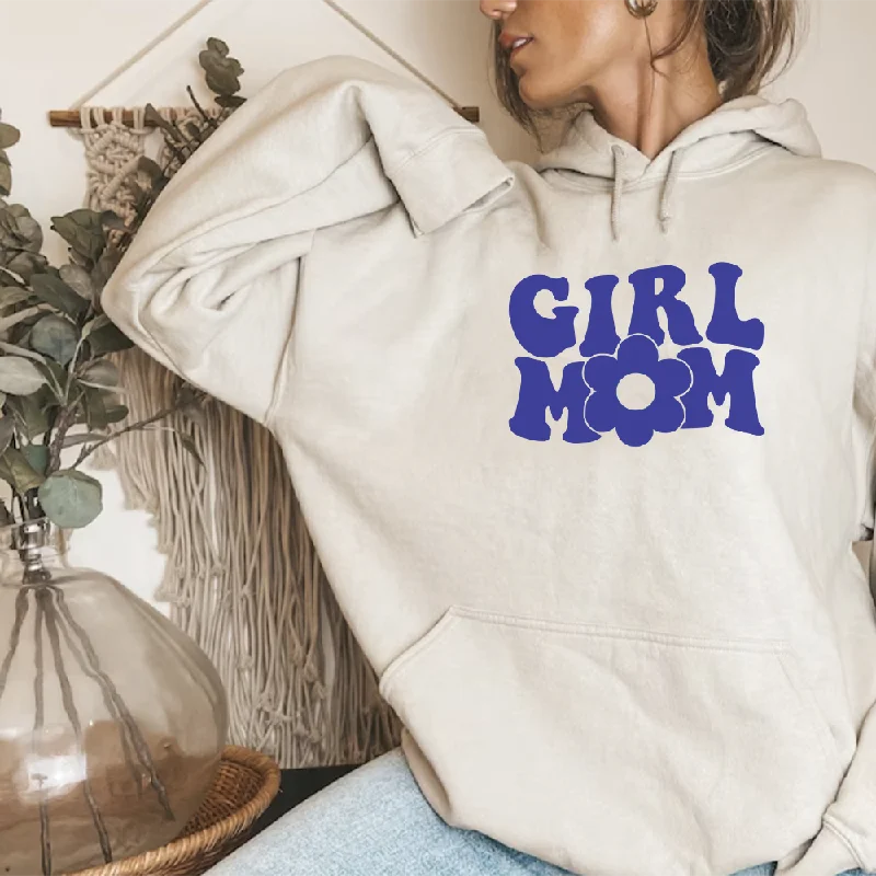 Girl Mom Women's Hoodie Hoodie with Hem Embroidery Detailed Premium
